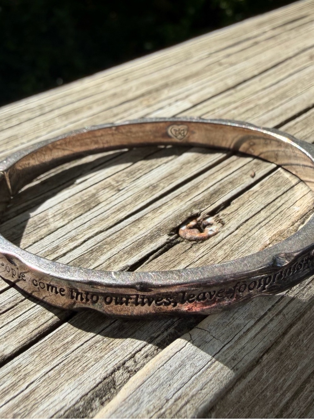 Brighton Inspirational Bracelet Hinged “Leave Footprints “ Silver Tone 8”